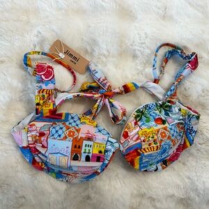 NWT Jimmi Colorful Printed Bikini Top